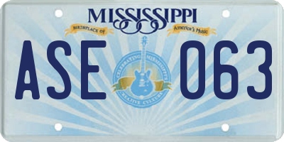 MS license plate ASE063