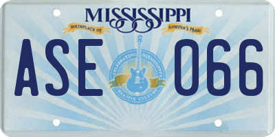 MS license plate ASE066