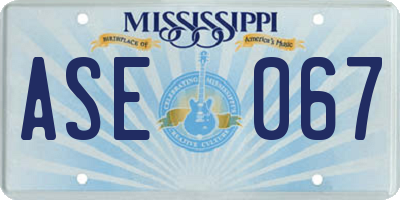 MS license plate ASE067