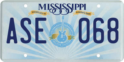 MS license plate ASE068