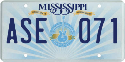 MS license plate ASE071