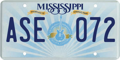 MS license plate ASE072