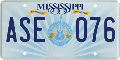 MS license plate ASE076