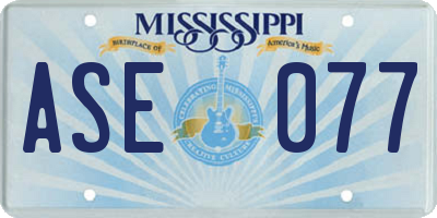 MS license plate ASE077
