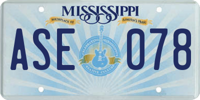 MS license plate ASE078