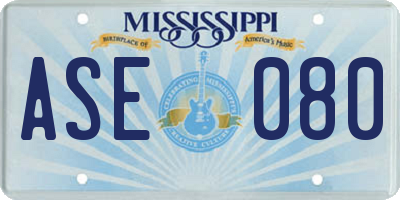 MS license plate ASE080