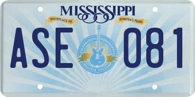 MS license plate ASE081