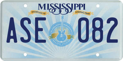 MS license plate ASE082