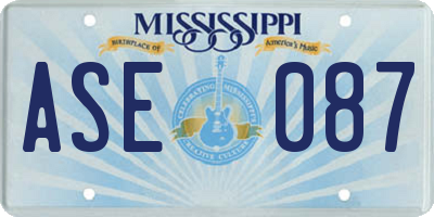 MS license plate ASE087