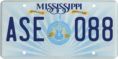 MS license plate ASE088