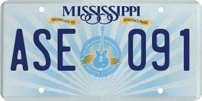 MS license plate ASE091