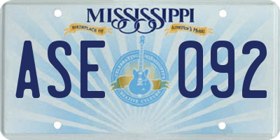 MS license plate ASE092