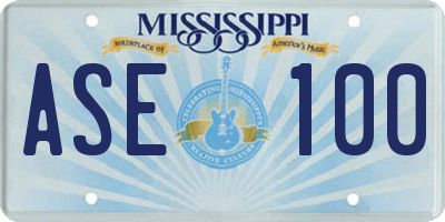 MS license plate ASE100