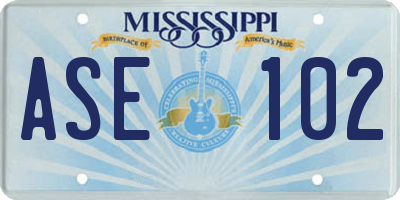 MS license plate ASE102
