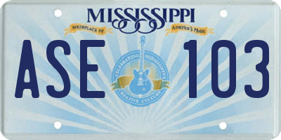 MS license plate ASE103