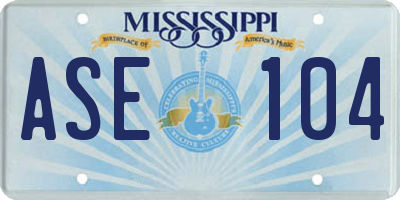 MS license plate ASE104