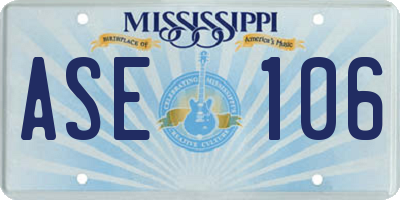 MS license plate ASE106