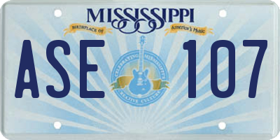 MS license plate ASE107
