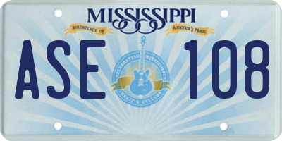 MS license plate ASE108