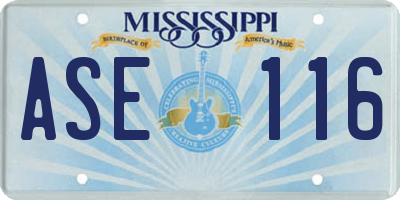 MS license plate ASE116