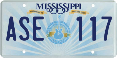 MS license plate ASE117