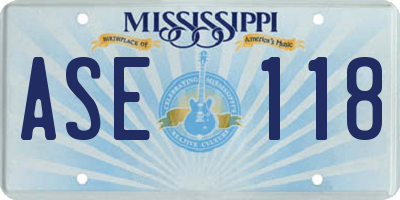 MS license plate ASE118