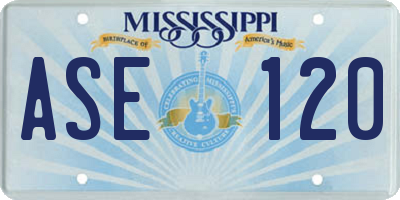 MS license plate ASE120