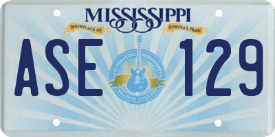 MS license plate ASE129
