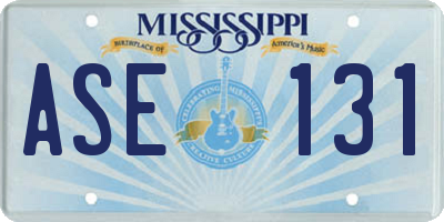 MS license plate ASE131