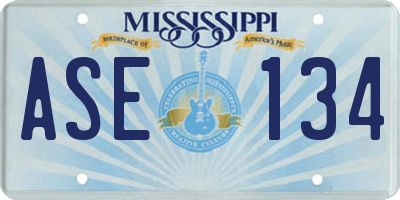 MS license plate ASE134