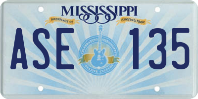 MS license plate ASE135