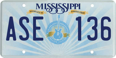 MS license plate ASE136