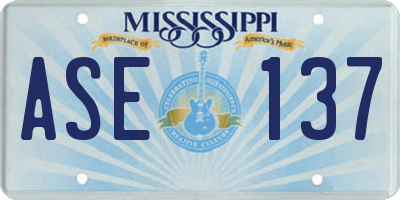 MS license plate ASE137