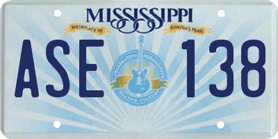 MS license plate ASE138