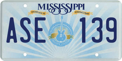 MS license plate ASE139