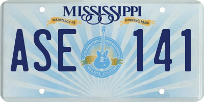MS license plate ASE141