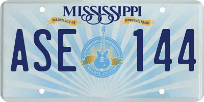 MS license plate ASE144