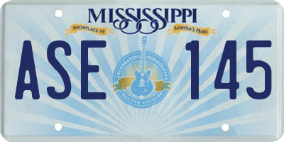 MS license plate ASE145