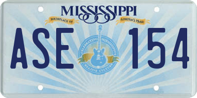 MS license plate ASE154