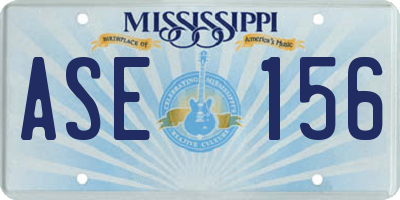 MS license plate ASE156