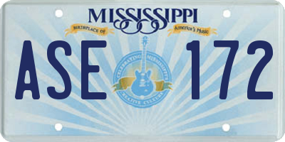 MS license plate ASE172