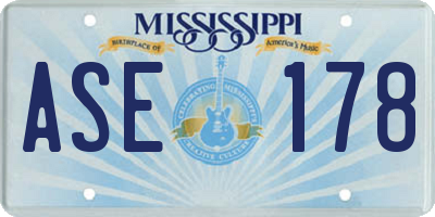 MS license plate ASE178