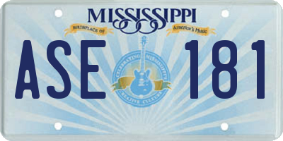 MS license plate ASE181