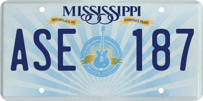 MS license plate ASE187