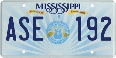MS license plate ASE192