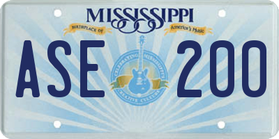 MS license plate ASE200