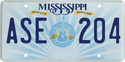 MS license plate ASE204