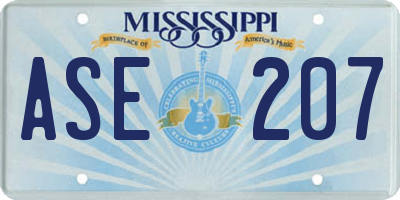 MS license plate ASE207