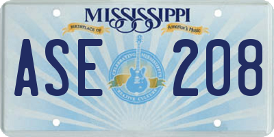 MS license plate ASE208