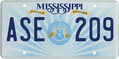 MS license plate ASE209